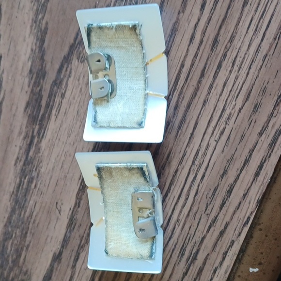 Vintage Pearlized Rectangle Shoe Clips, 2"×1.5" Approx. - Picture 3 of 3